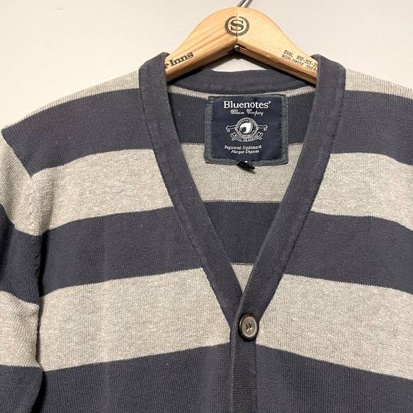 Bluenotes Blue Grey Striped Cardigan - Picture 2 of 2